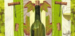 KM 058 - ubrousek 25x25 - zelené víno s vývrtkou
