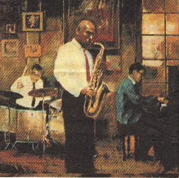 ZA 073 PPD - ubrousek 33x33 - jazz club-saxofon - zvtit obrzek