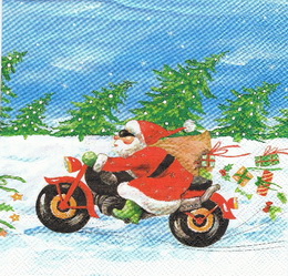 VM 009 IHR - ubrousek 33x33 - santa na motorce