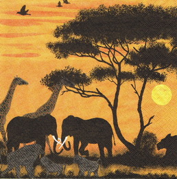 ET 029 - ubrousek 33x33 - žirafa,slon pod stromem