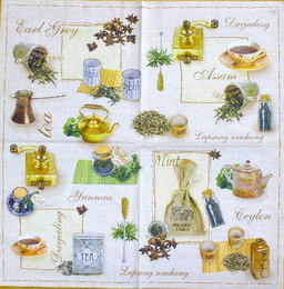 KC 071 - ubrousek na decoupage 33x33 - herba tea na zelenm - zvtit obrzek