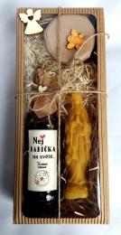 Dárkovì balená medovinka 200ml+med 150g,svíèka Panenka Marie-Nej babièka v papírové krabièce