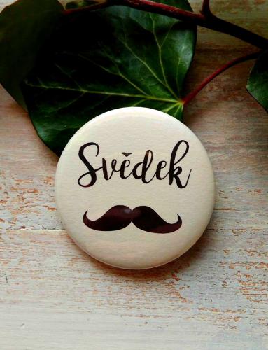 Svatební magnet Svědek, pr.5cm, barva sv.přírodní