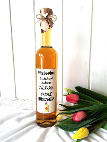 Medovina 500ml - Lahvinka poslední záchrany,narozeninová-světlá přírodní