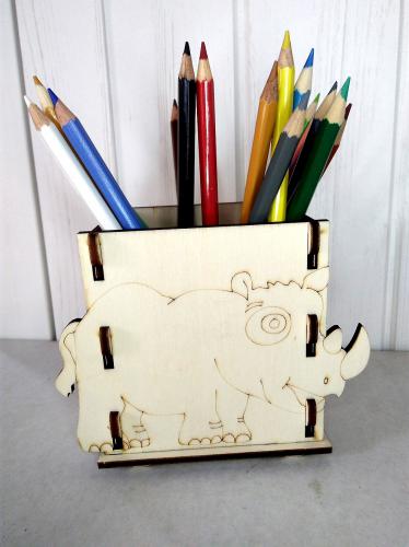 Krabička-stojánek na tužky nosorožec v.11,5x13,5x9cm