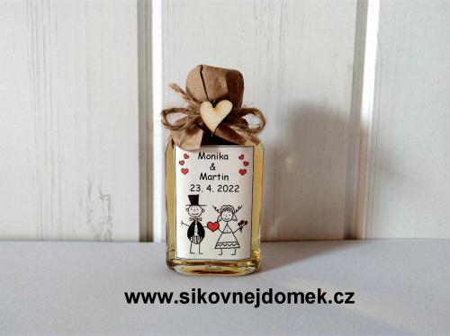 Svatební medovina 100ml - nevěsta,ženich s cylindrem