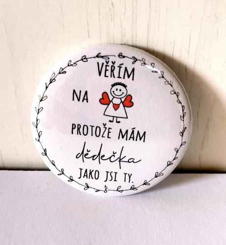 Magnet pr.5cm- Věřím na anděly, dědeček