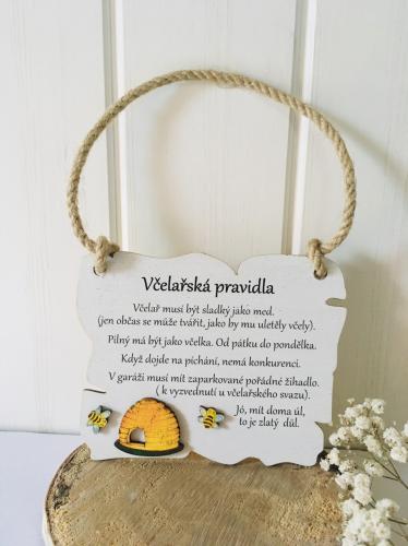 Cedulka Vèelaøská pravidla...- 14x11cm, hnìdo-bílá patina,èervené srdce - zvìtšit obrázek