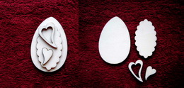 3D zápich na špejli vejce+2 srdíèka -4ks